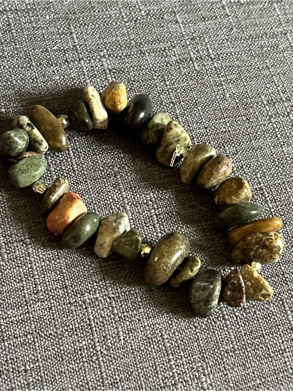 Natural Riverstone & Silver Stretch Bracelet